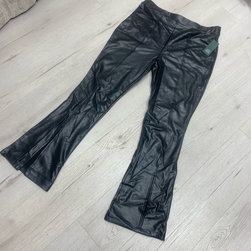 Wild Fable Black Faux Leather Flare Pants